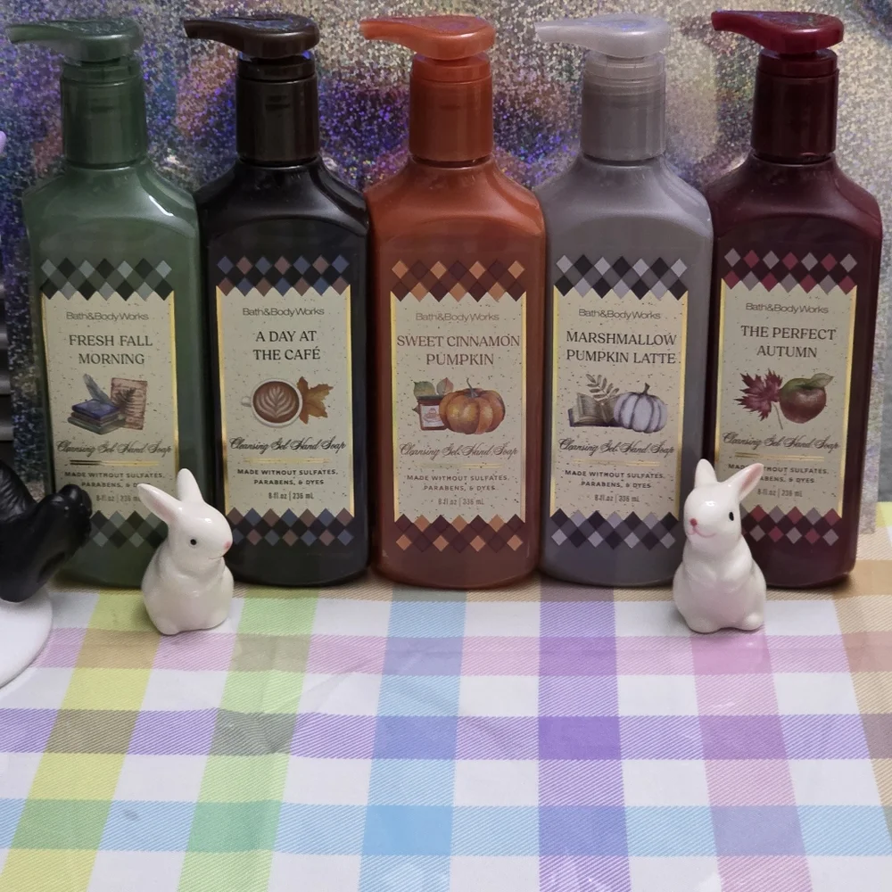 Bath & Body Works Fall Scented Cleansing Gel Hand Soap Set of 5 NEW & RARE